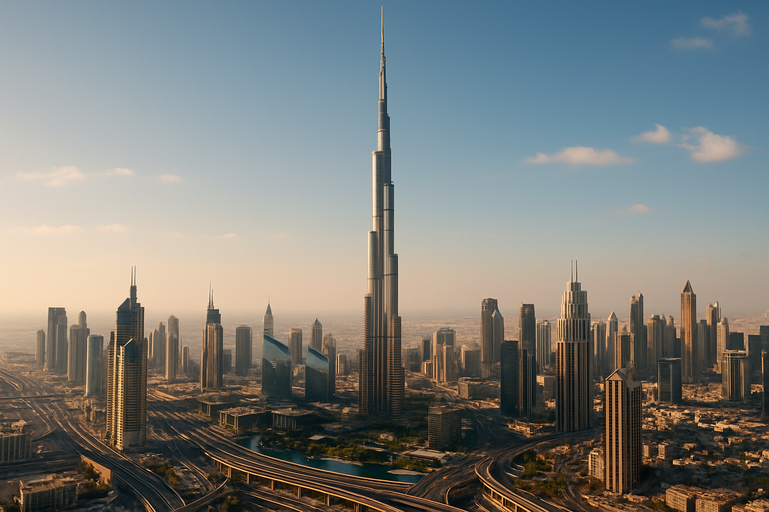 Burj Khalifa towering over Dubai skyline