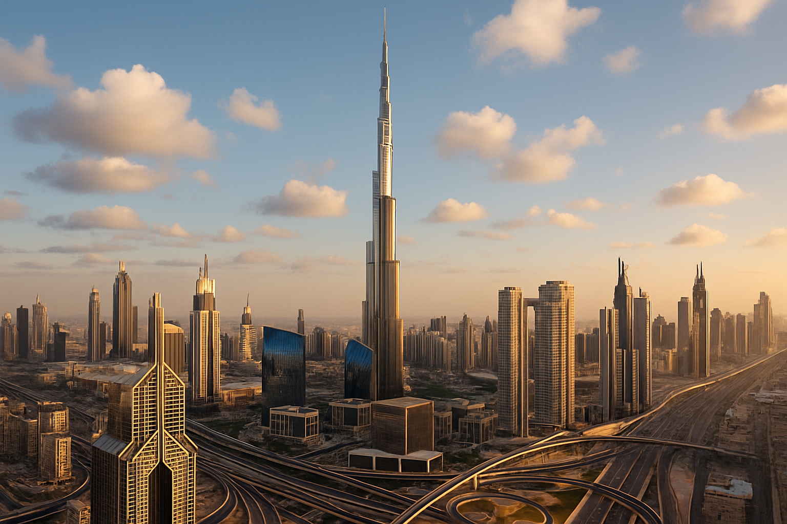 Iconic Dubai skyline with Burj Khalifa